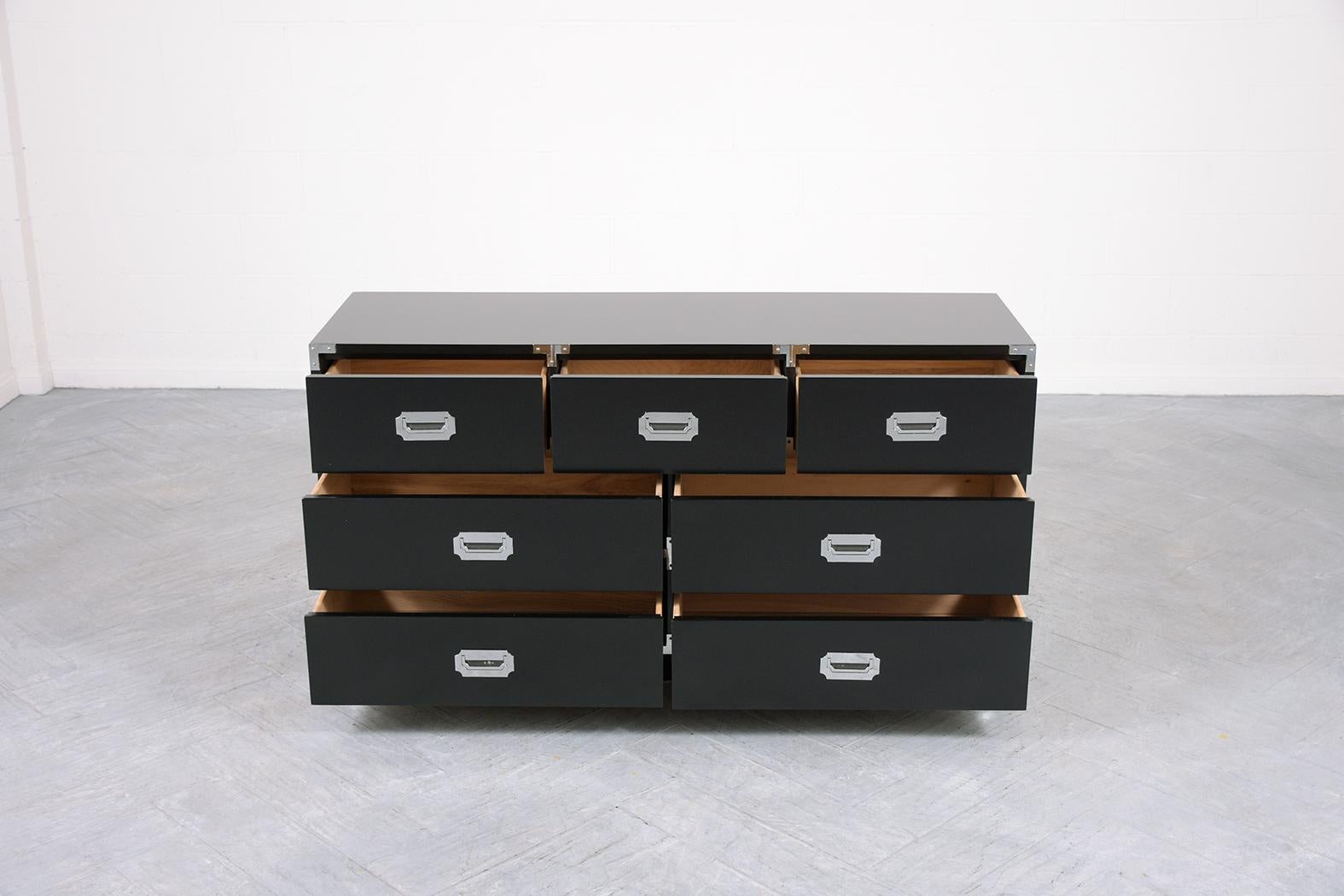 American Vintage Ebonized Campaign Chest of Drawers