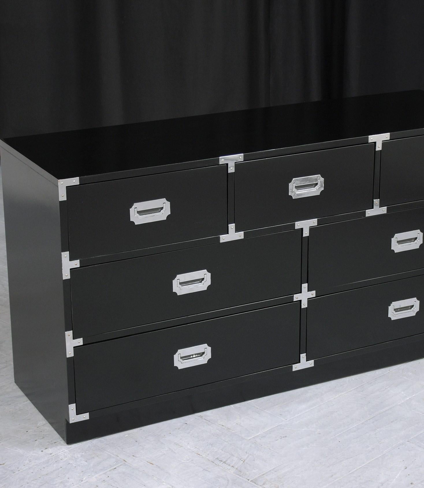 Vintage Ebonized Campaign Chest of Drawers 1