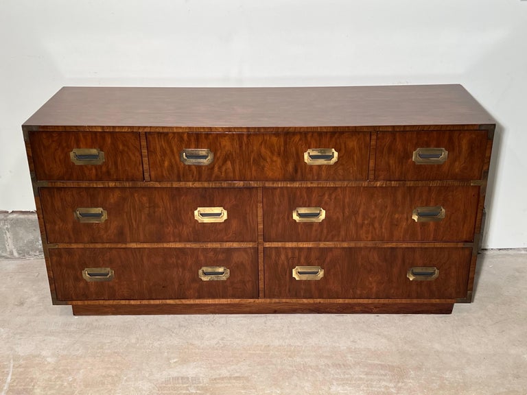 Mid Century Campaign Dresser in the style of Henredon For Sale at 1stDibs