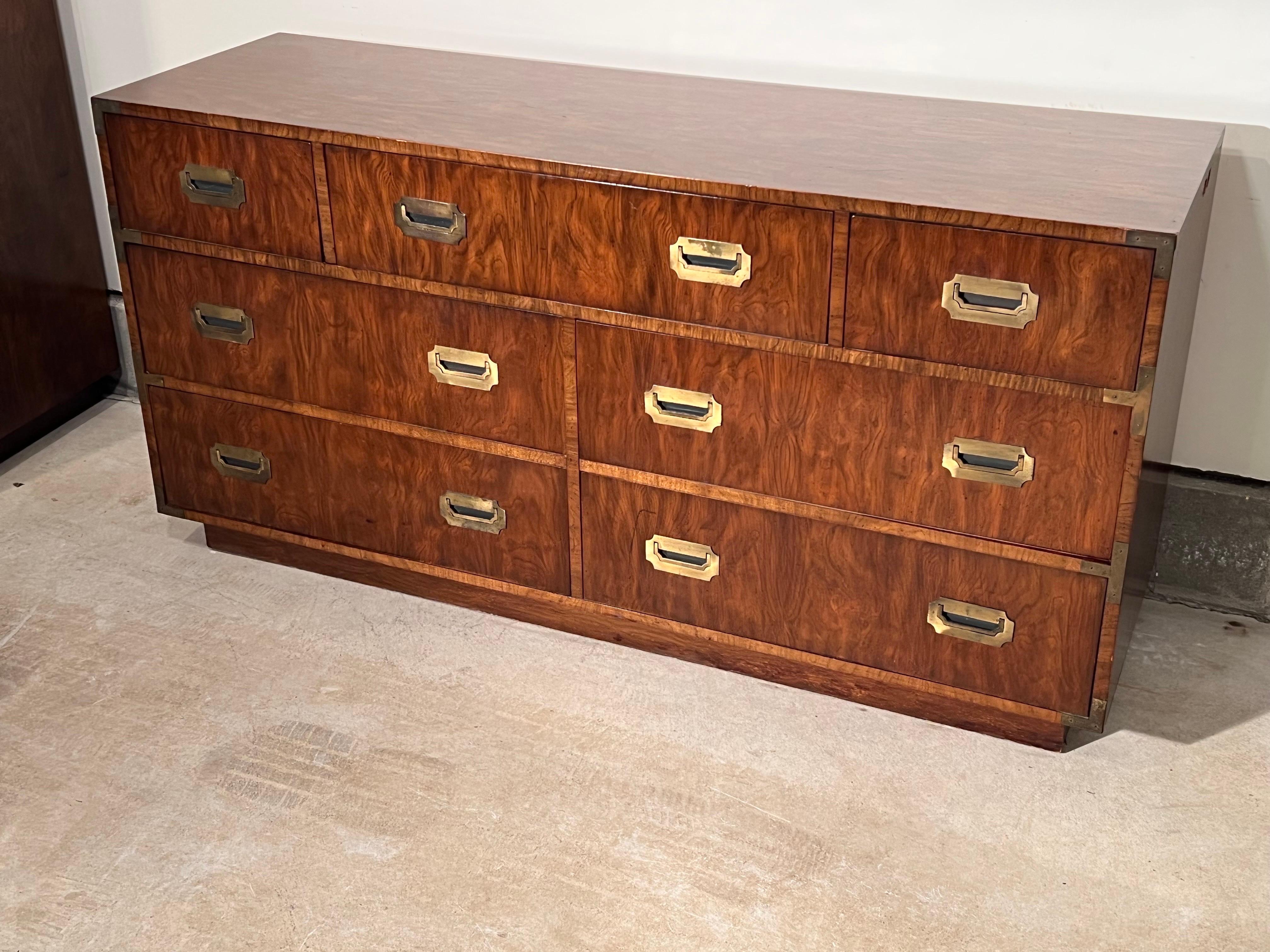American Mid Century Campaign Dresser in the style of Henredon