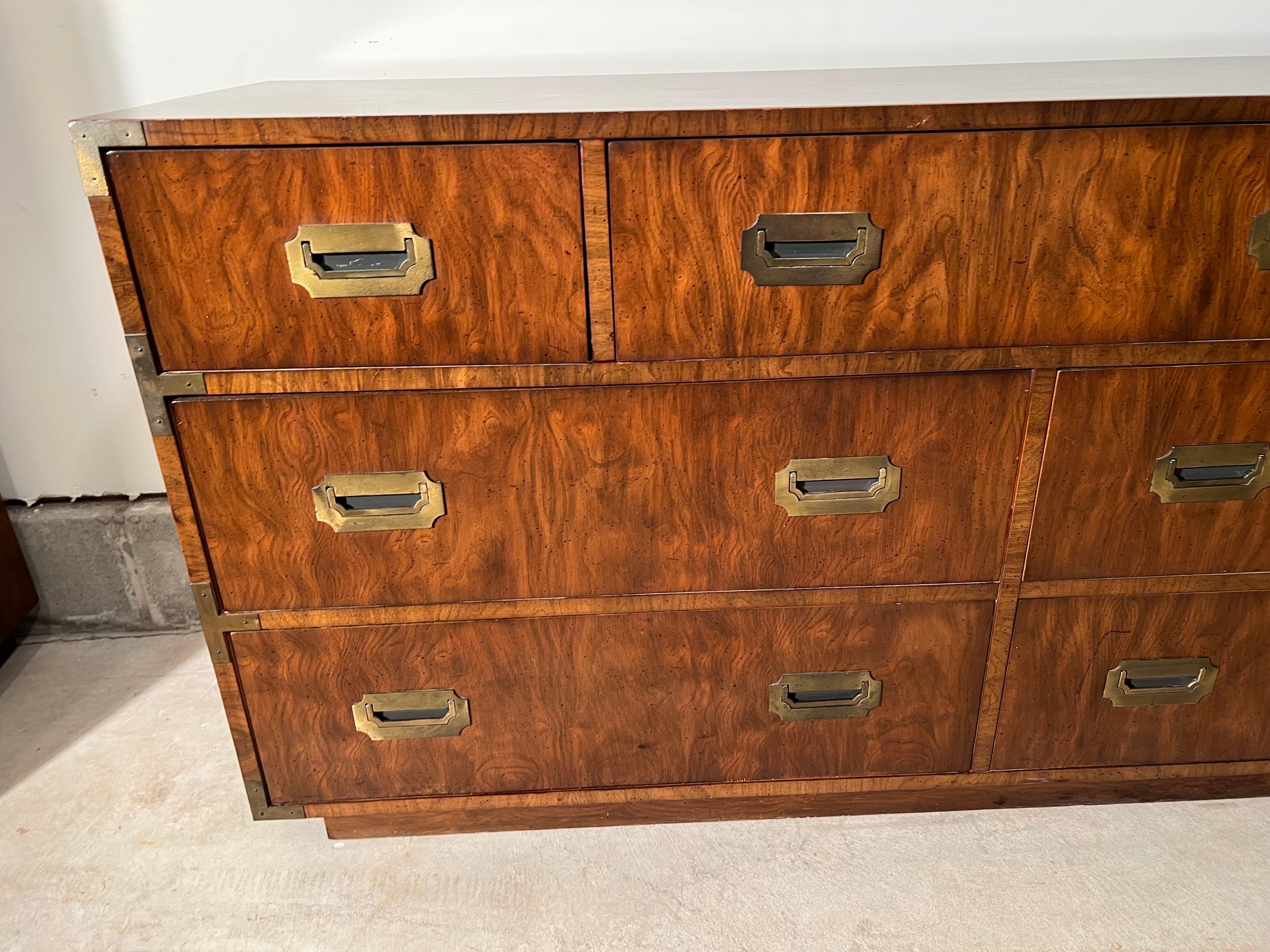 Mid Century Campaign Dresser in the style of Henredon In Good Condition In Redding, CT