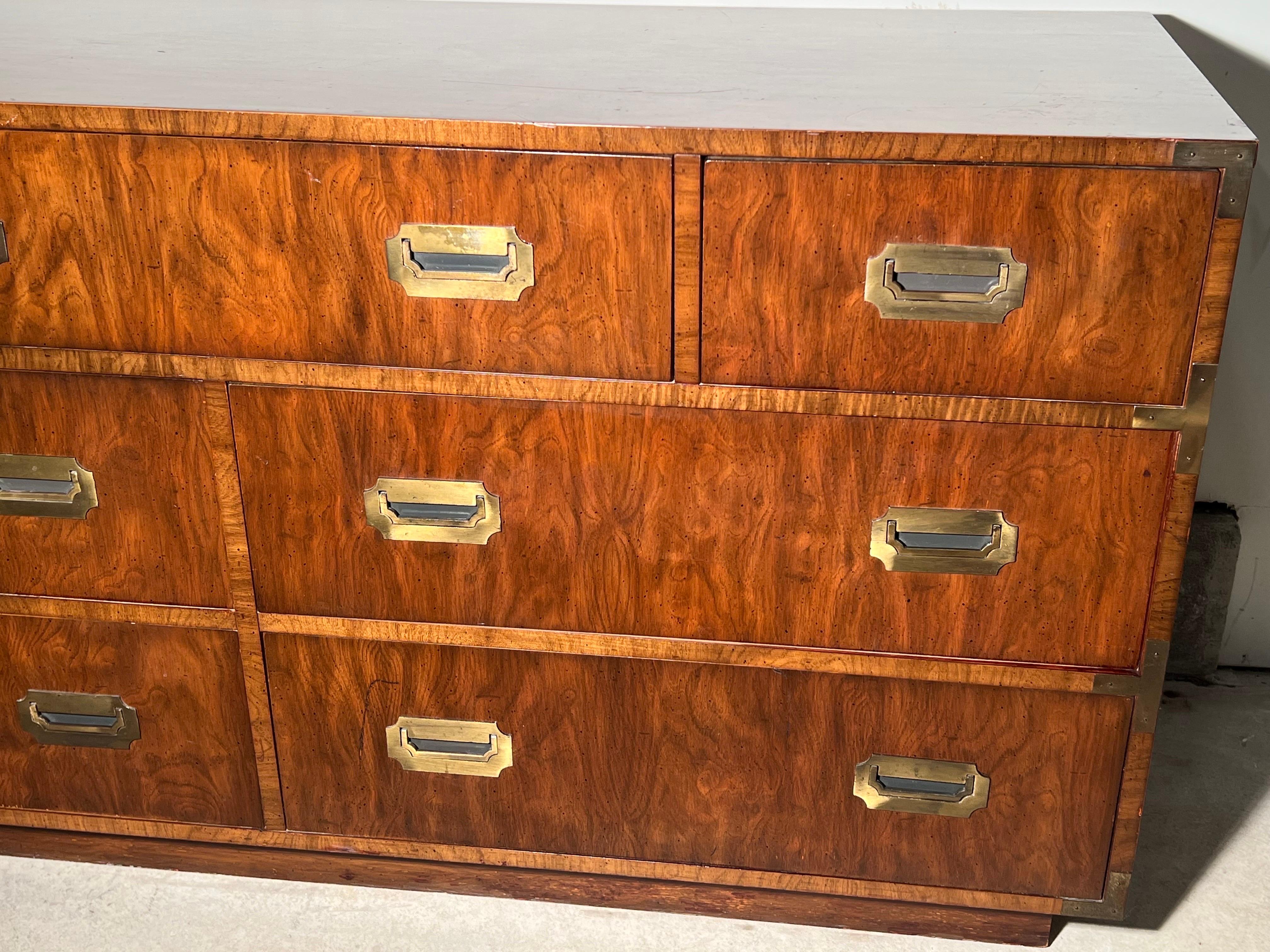 Brass Mid Century Campaign Dresser in the style of Henredon