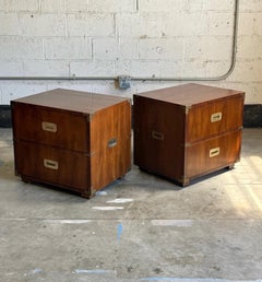 Mid-Century Campaign Nightstands by Henredon - a Pair