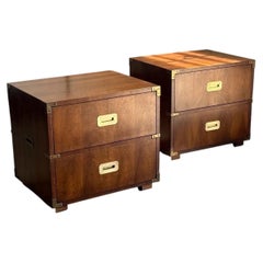 Mid-Century Campaign Nightstands by Henredon - a Pair