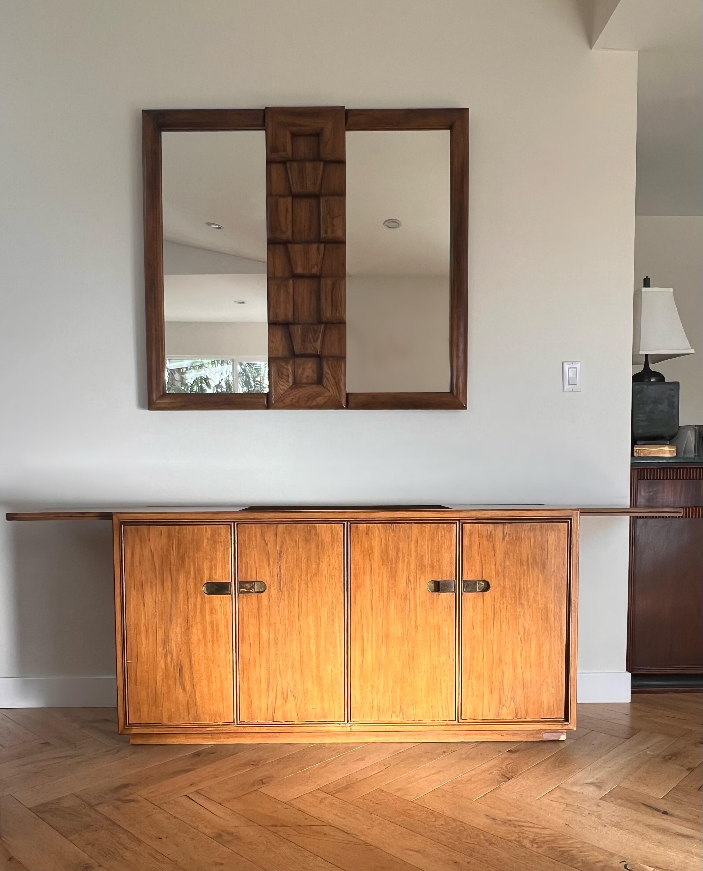 Mid century campaign pecan wood sideboard by Drexel, circa 1970 3