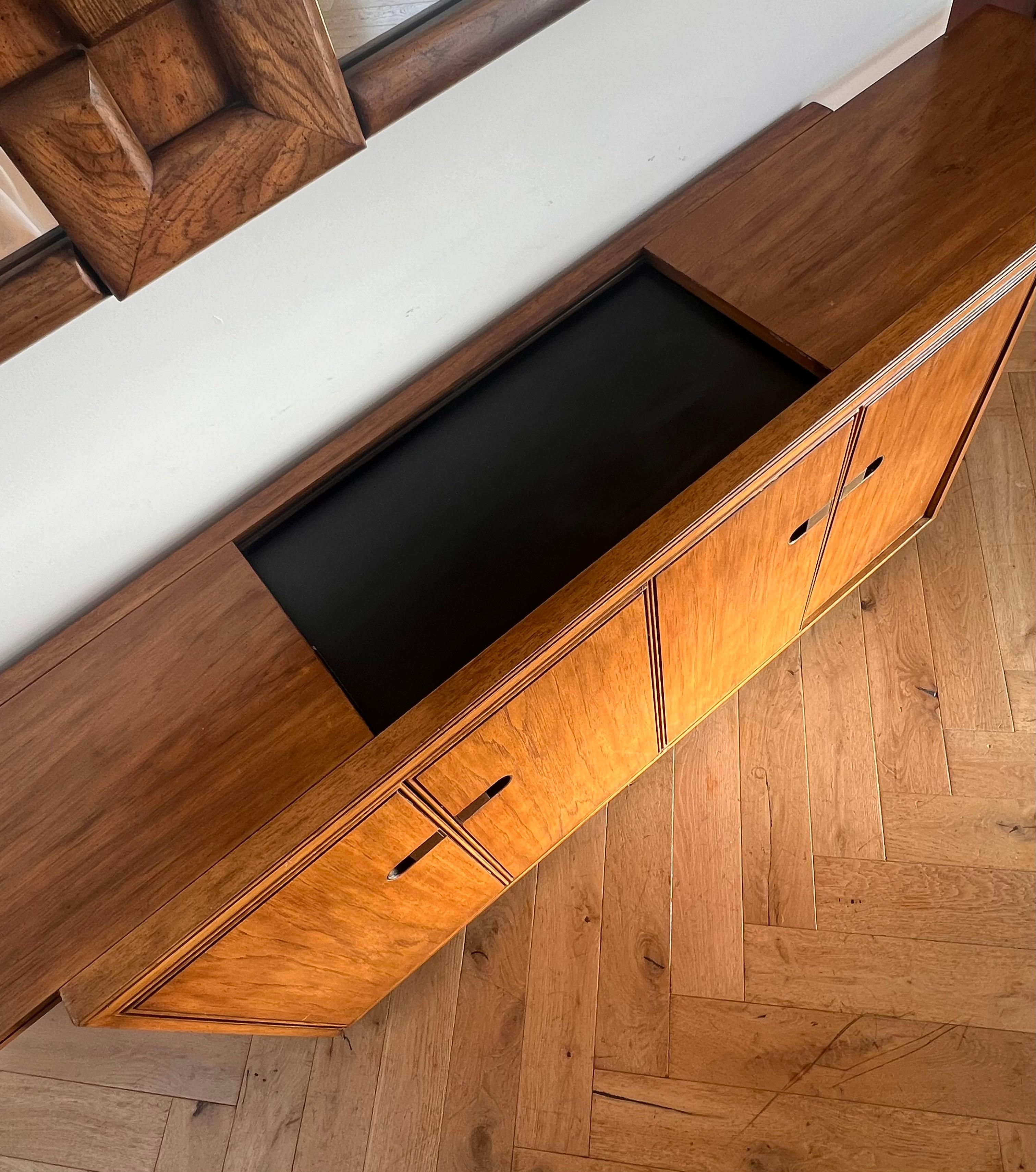 Mid century campaign pecan wood sideboard by Drexel, circa 1970 For Sale 5