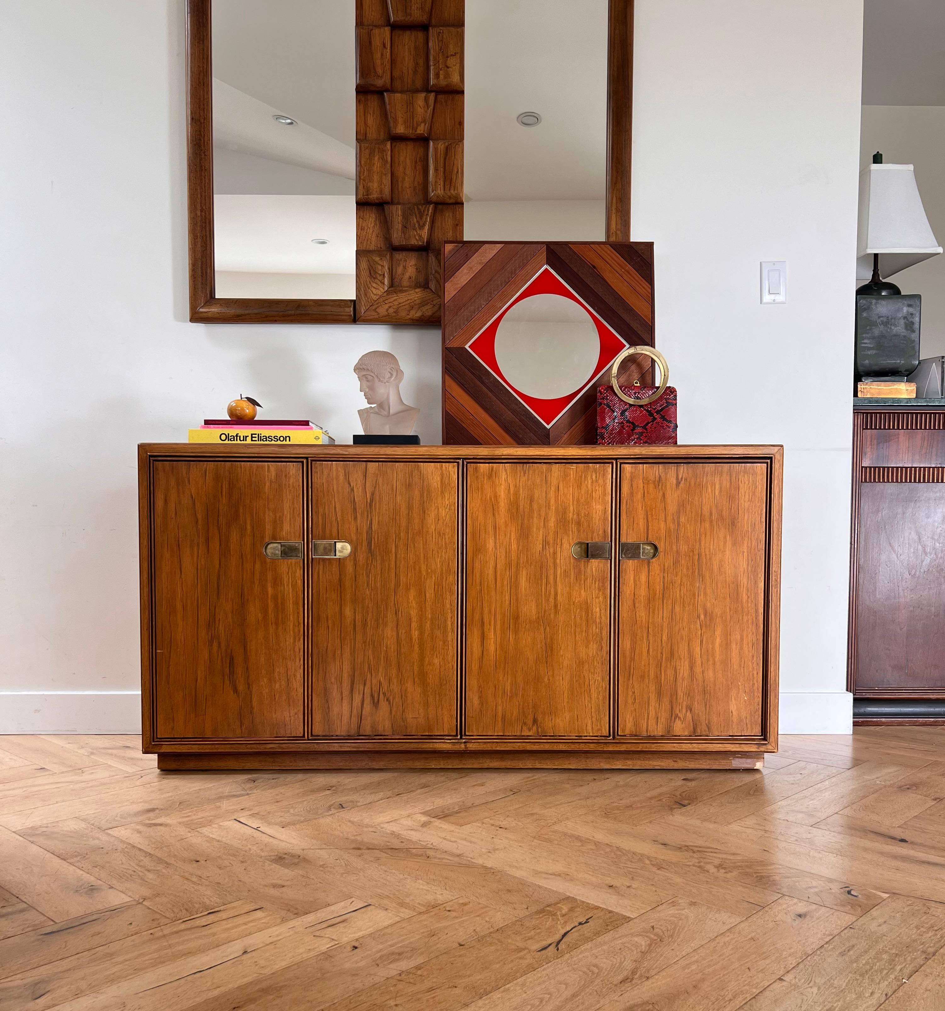 Mid century campaign pecan wood sideboard by Drexel, circa 1970 For Sale 6