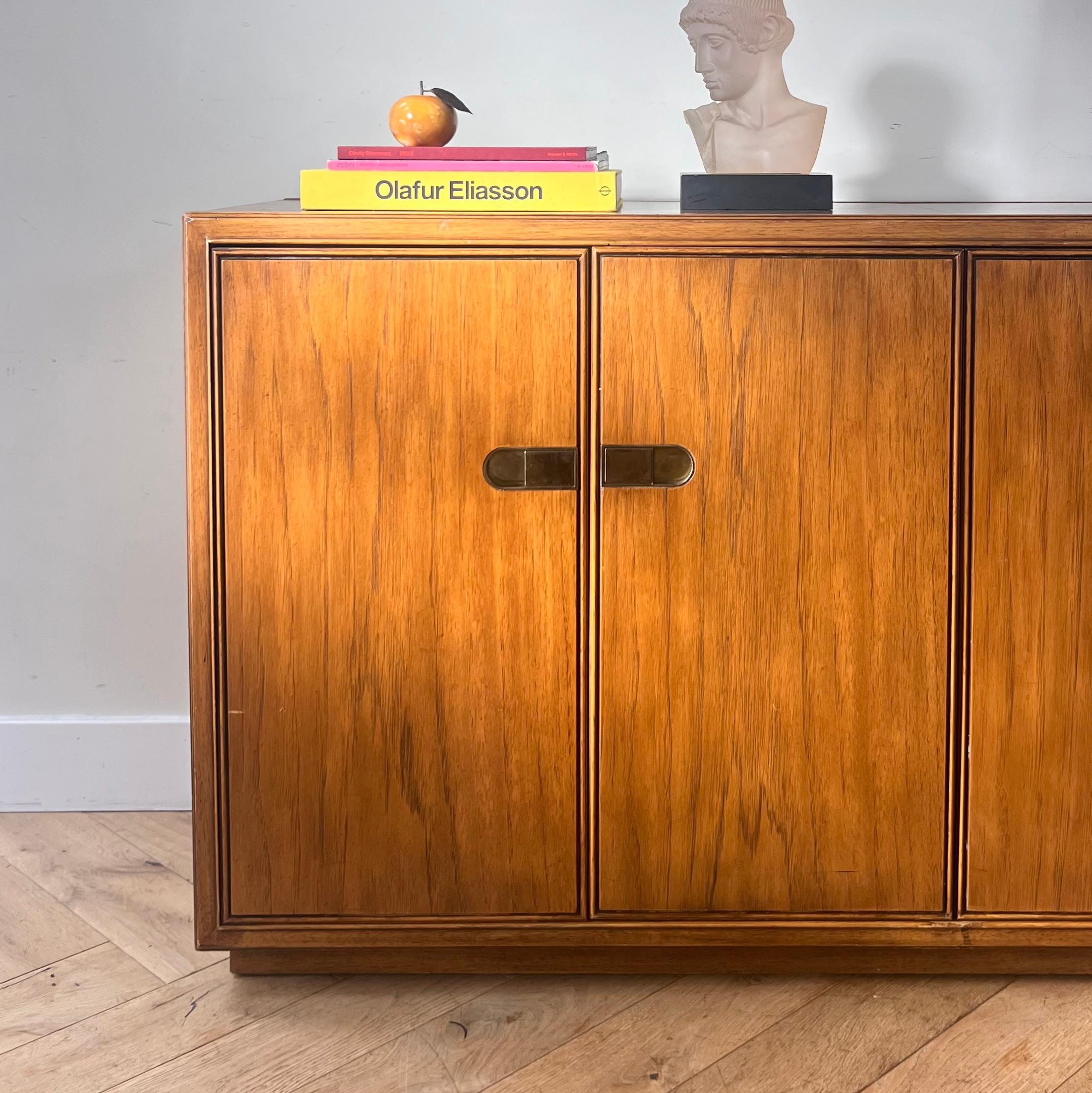 Mid century campaign pecan wood sideboard by Drexel, circa 1970 8