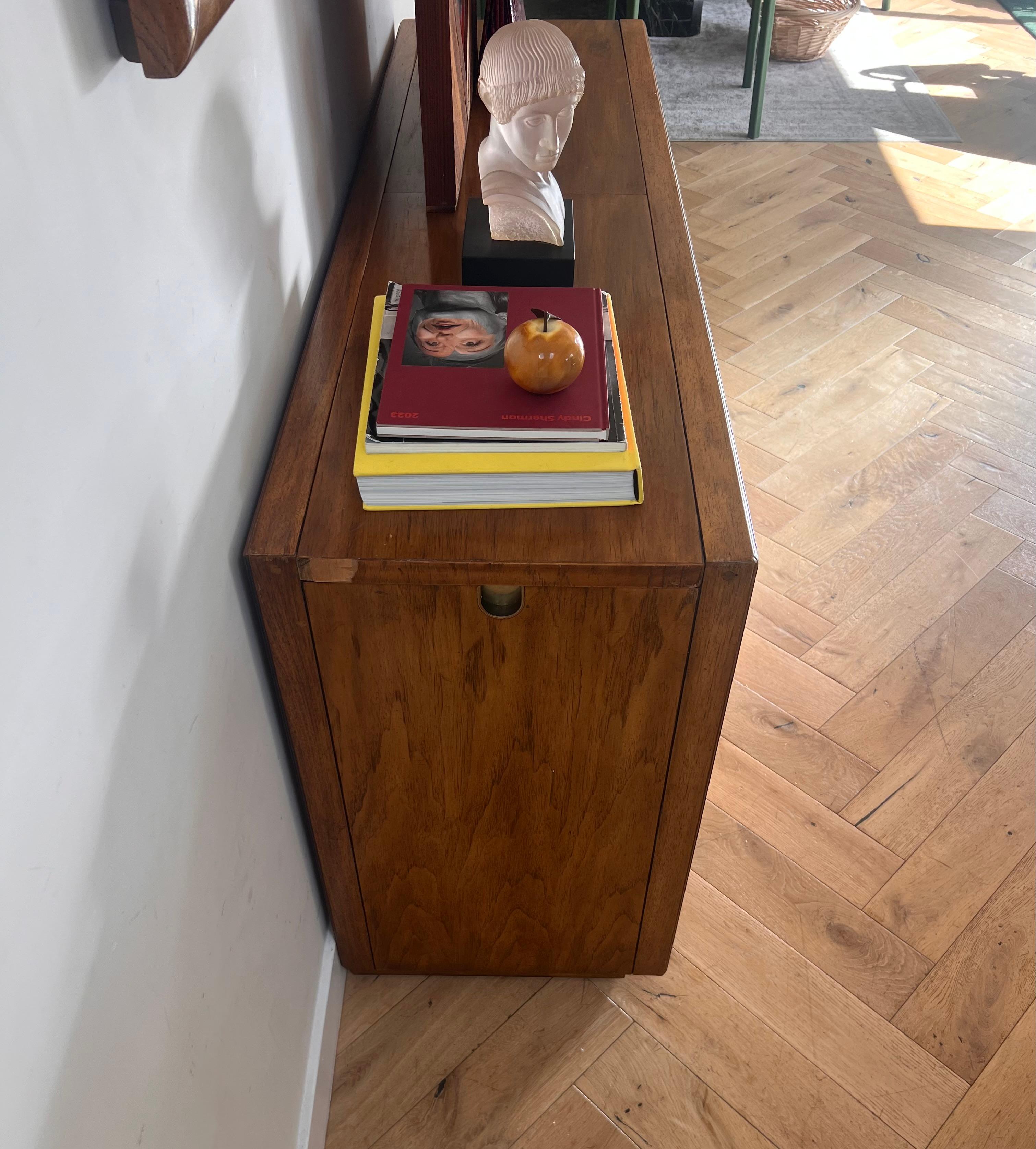 Mid century campaign pecan wood sideboard by Drexel, circa 1970 10