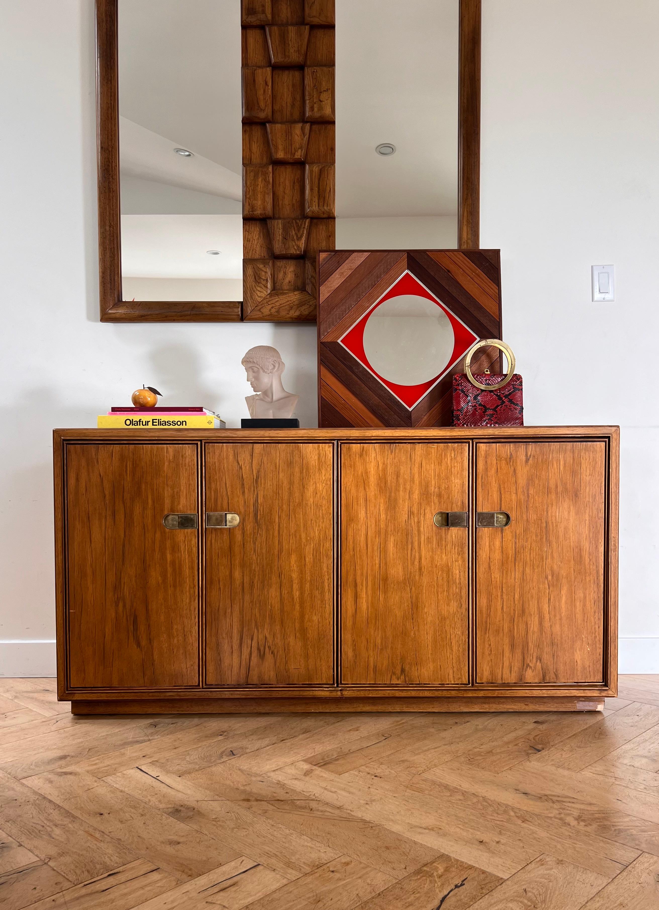 Mid century campaign pecan wood sideboard by Drexel, circa 1970 11