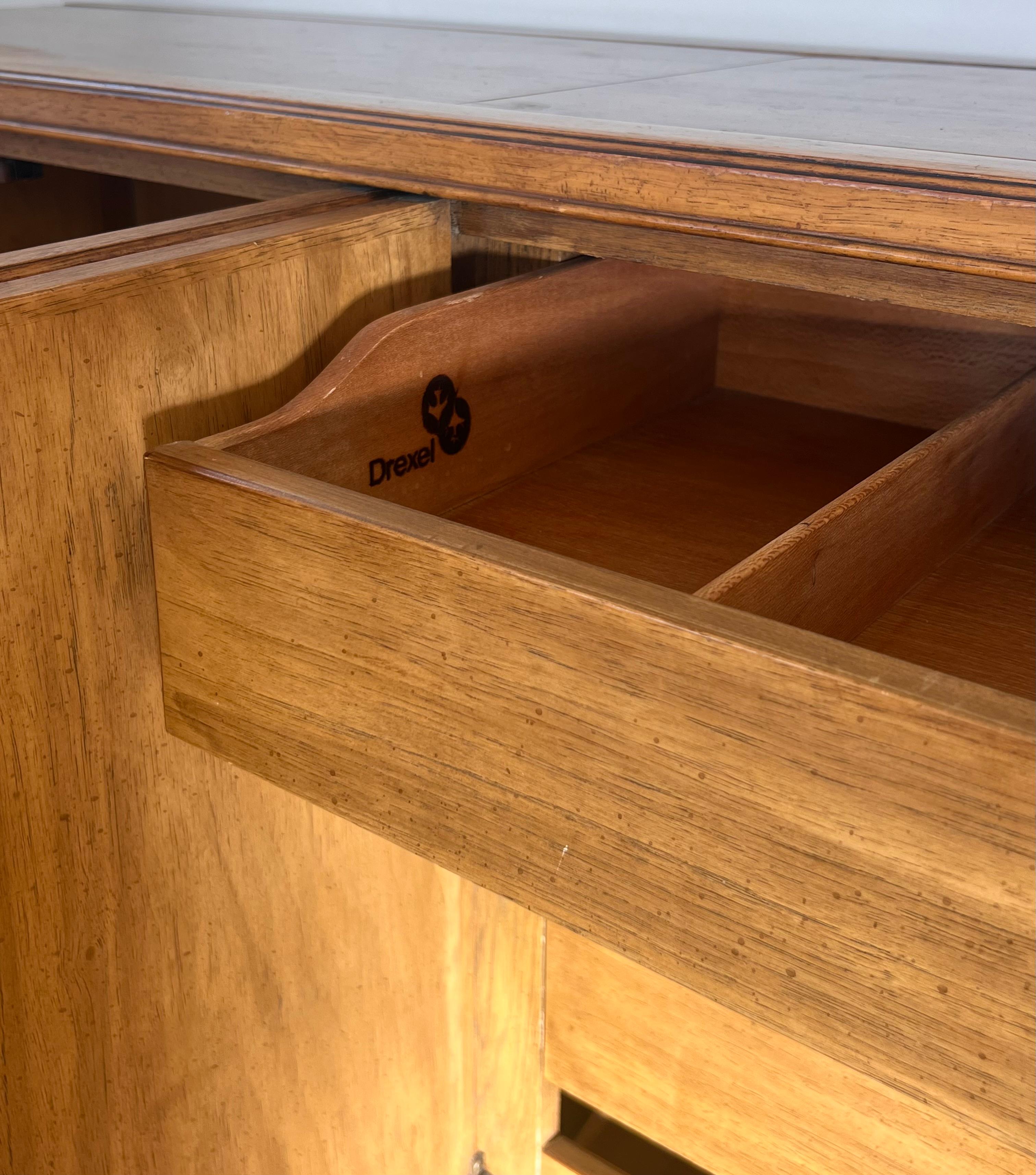 Mid century campaign pecan wood sideboard by Drexel, circa 1970 1