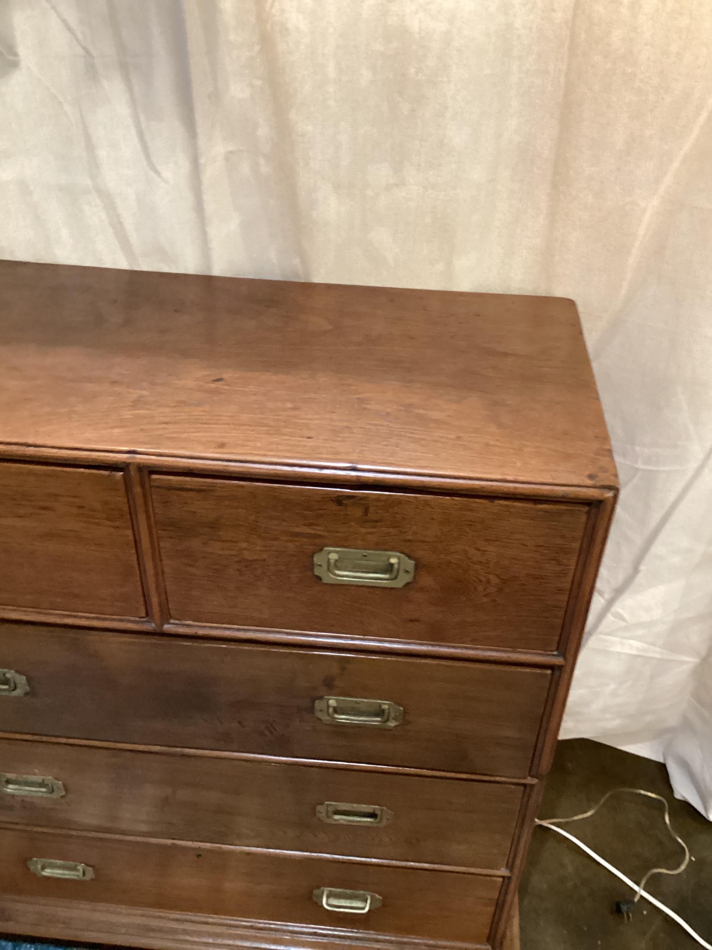 Mid Century Campaign Style Chest  For Sale 2