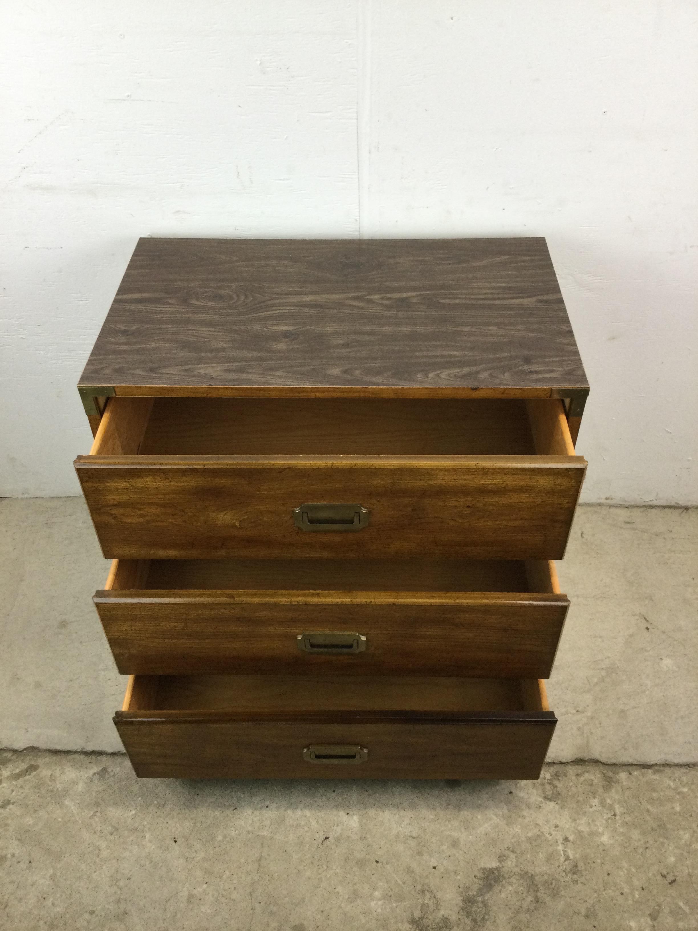 Mid Century Campaign Style Chest of Drawers For Sale 4