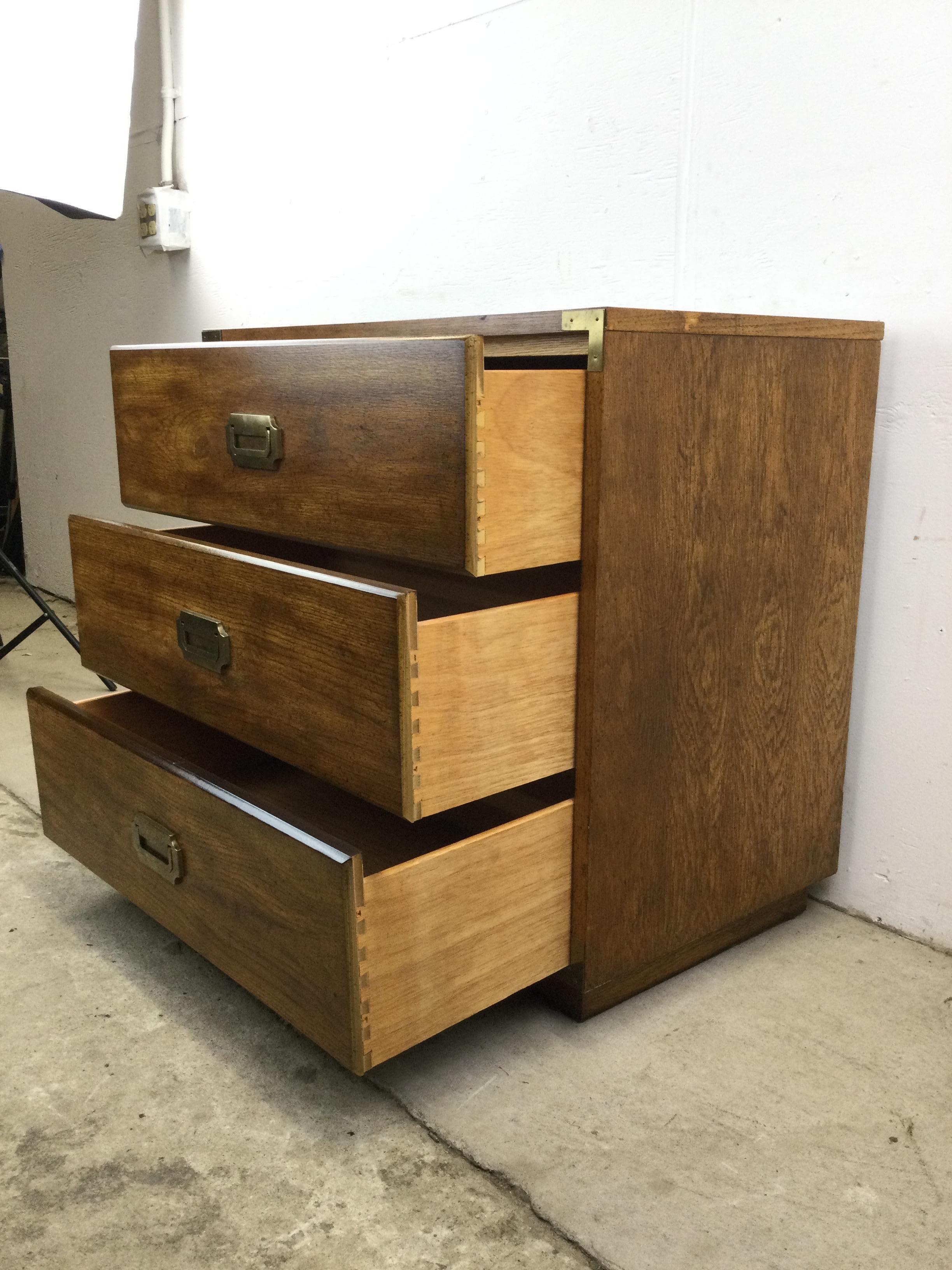 Mid Century Campaign Style Chest of Drawers For Sale 8