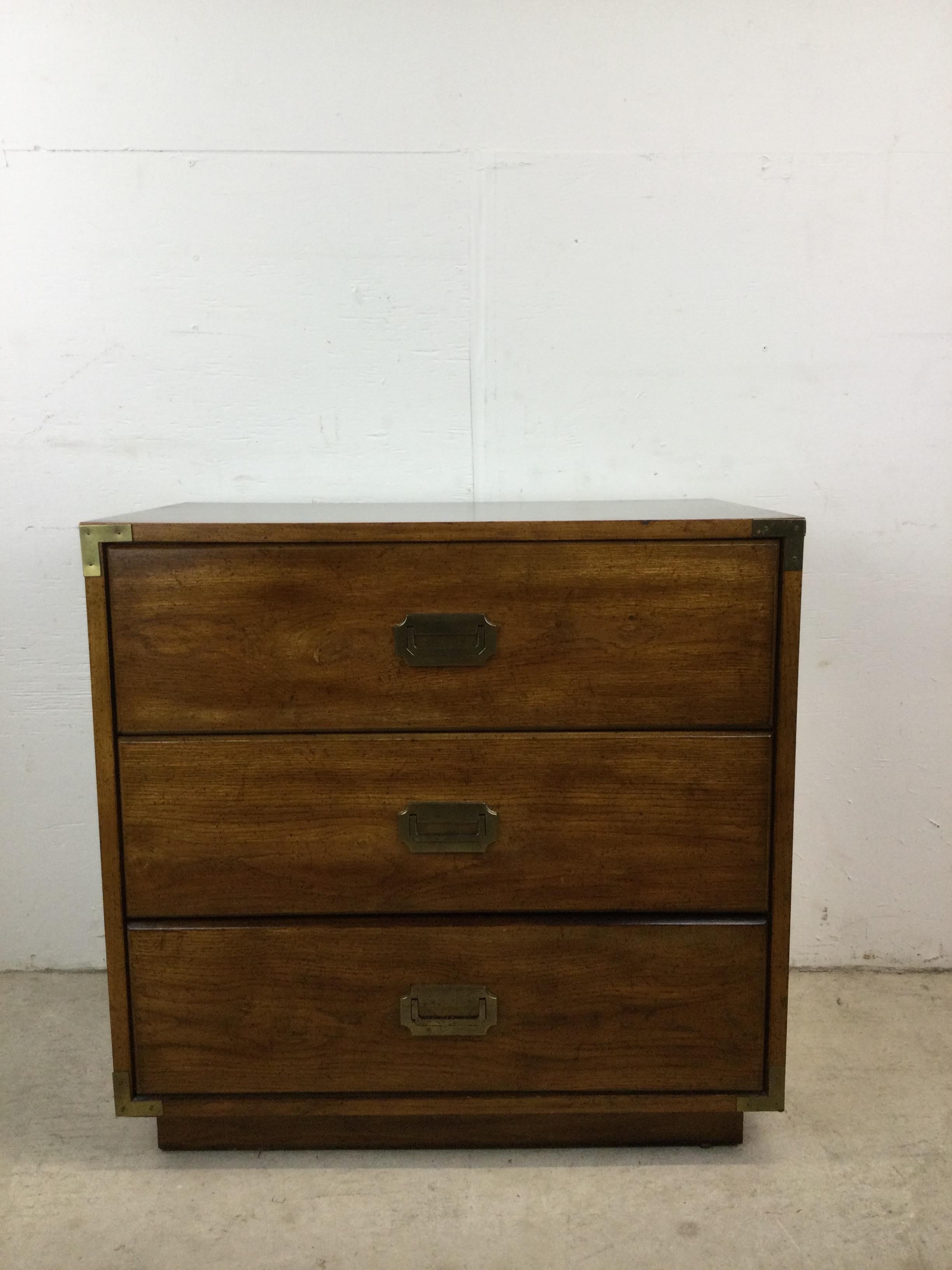 Mid Century Campaign Style Chest of Drawers In Good Condition For Sale In Freehold, NJ