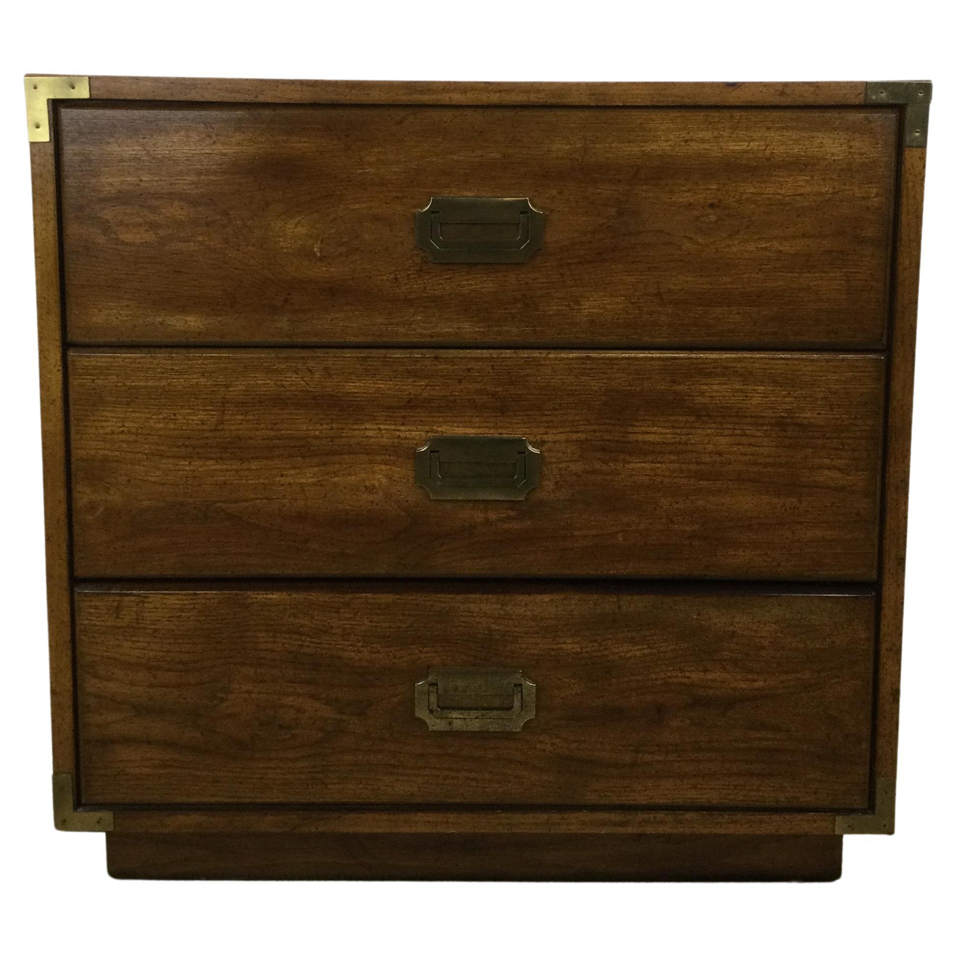 Mid Century Campaign Style Chest of Drawers For Sale
