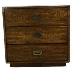 Mid Century Campaign Style Chest of Drawers with Brass Hardware