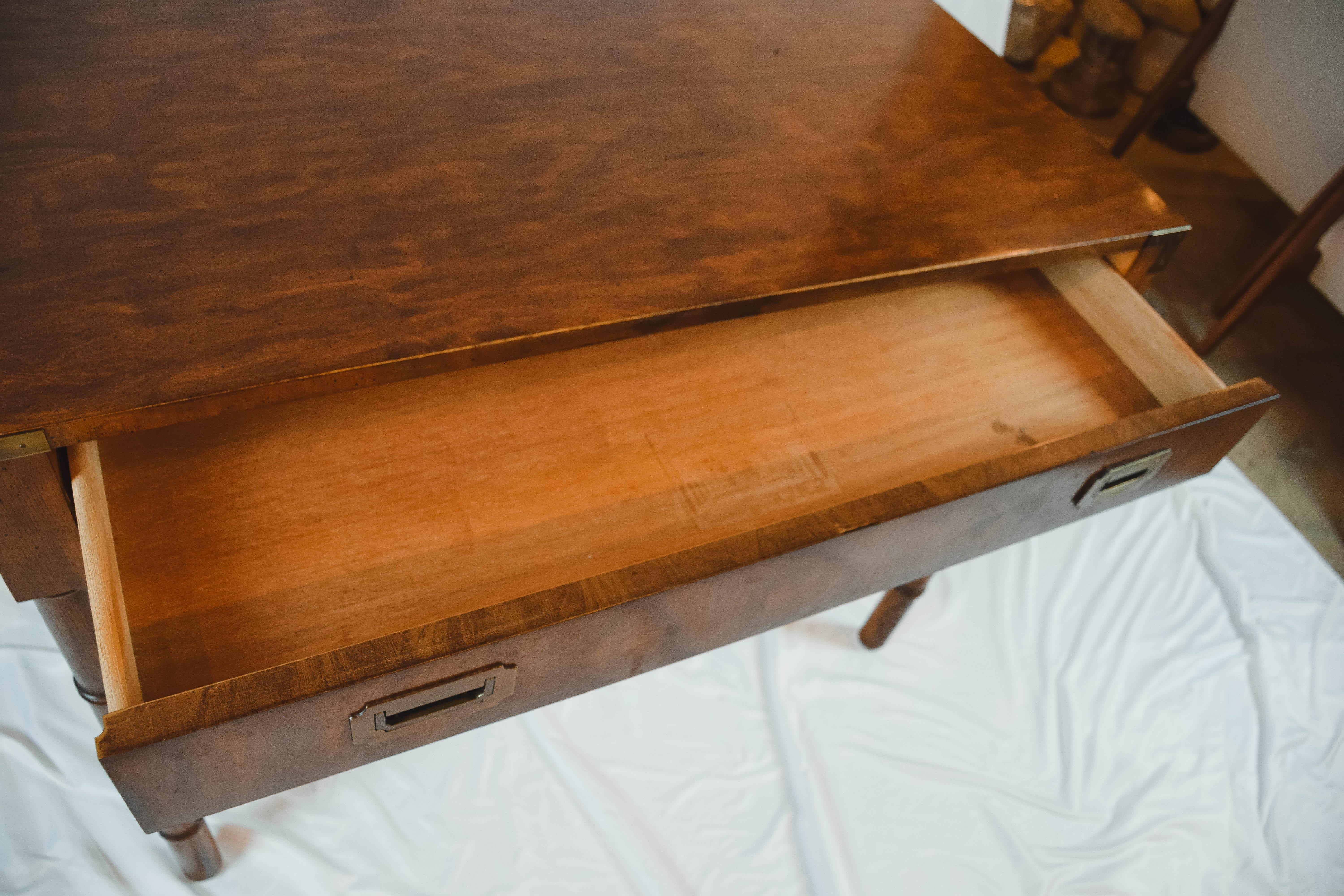 20th Century Midcentury Campaign Style Desk by Dixie Furniture