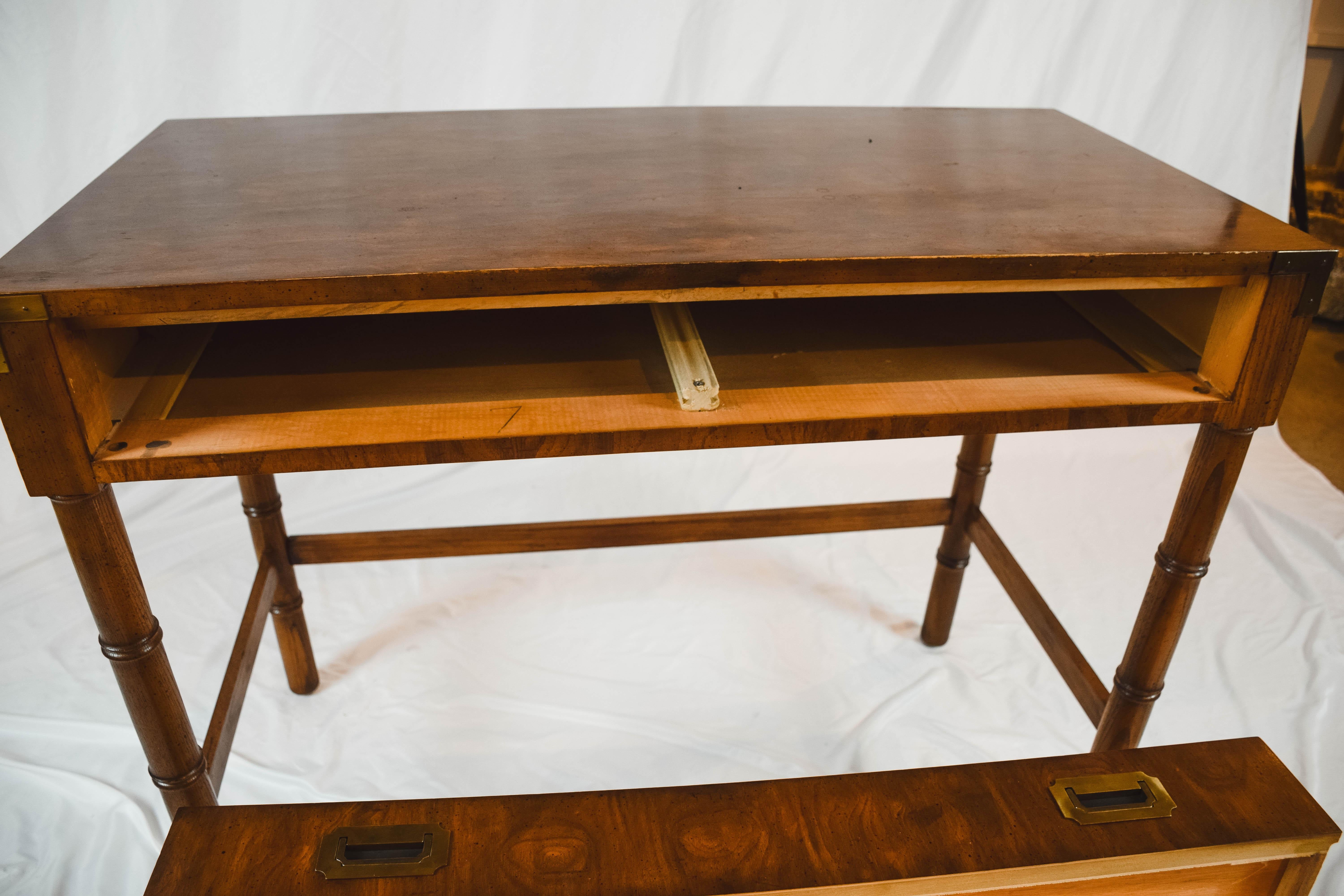 Wood Midcentury Campaign Style Desk by Dixie Furniture