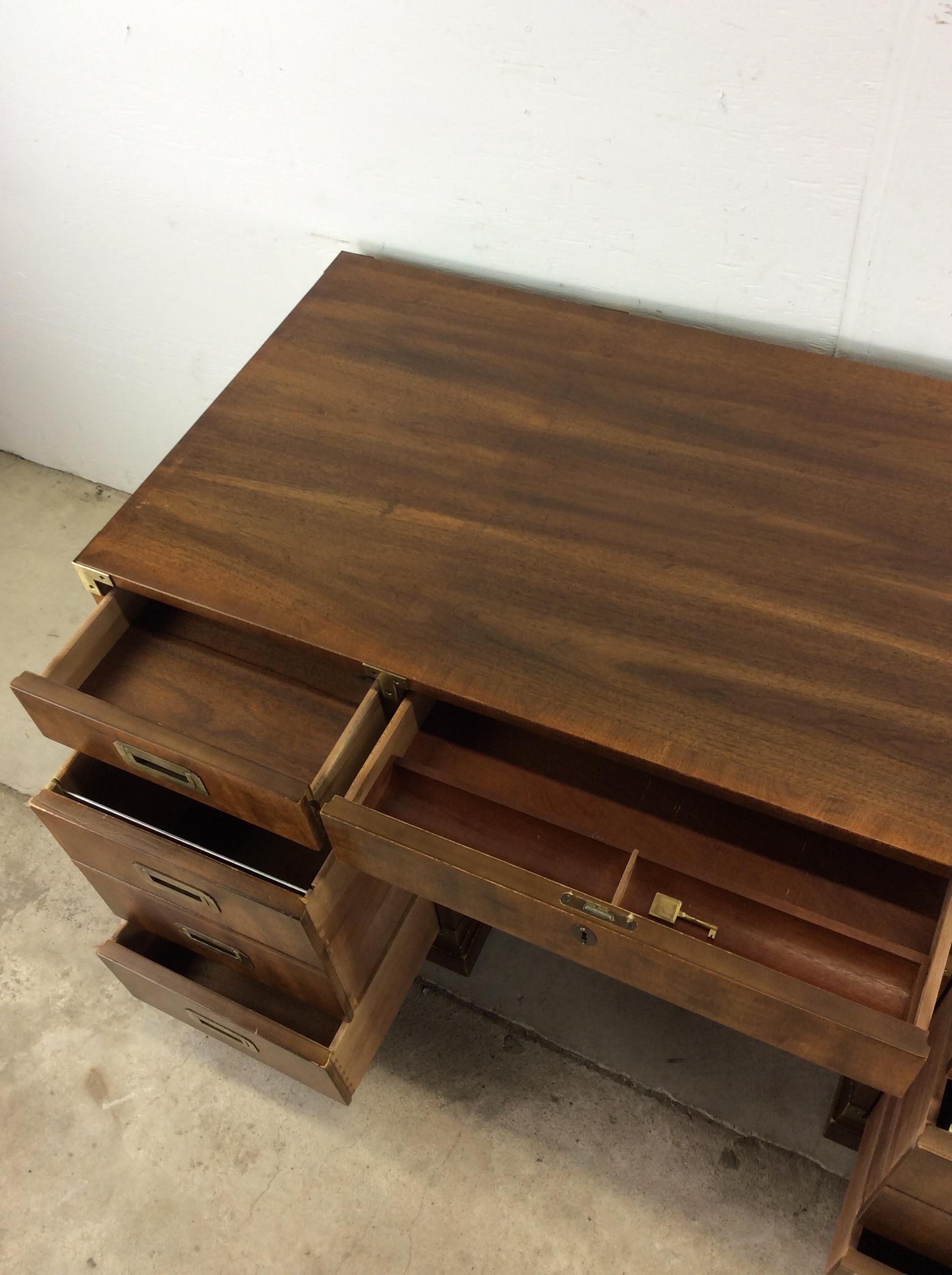 Mid Century Campaign Style Executive Desk by Henredon 4