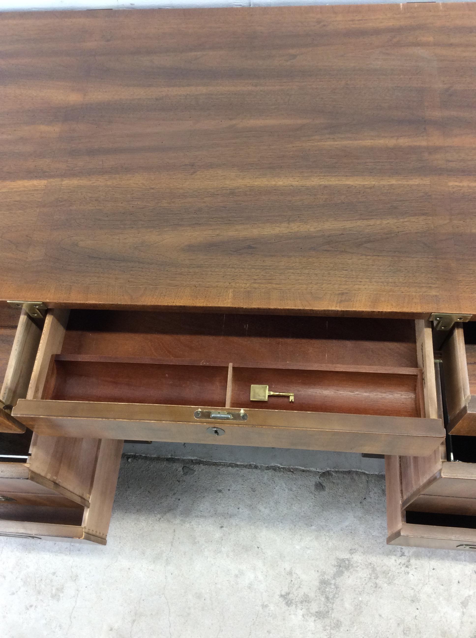 Mid Century Campaign Style Executive Desk by Henredon 5