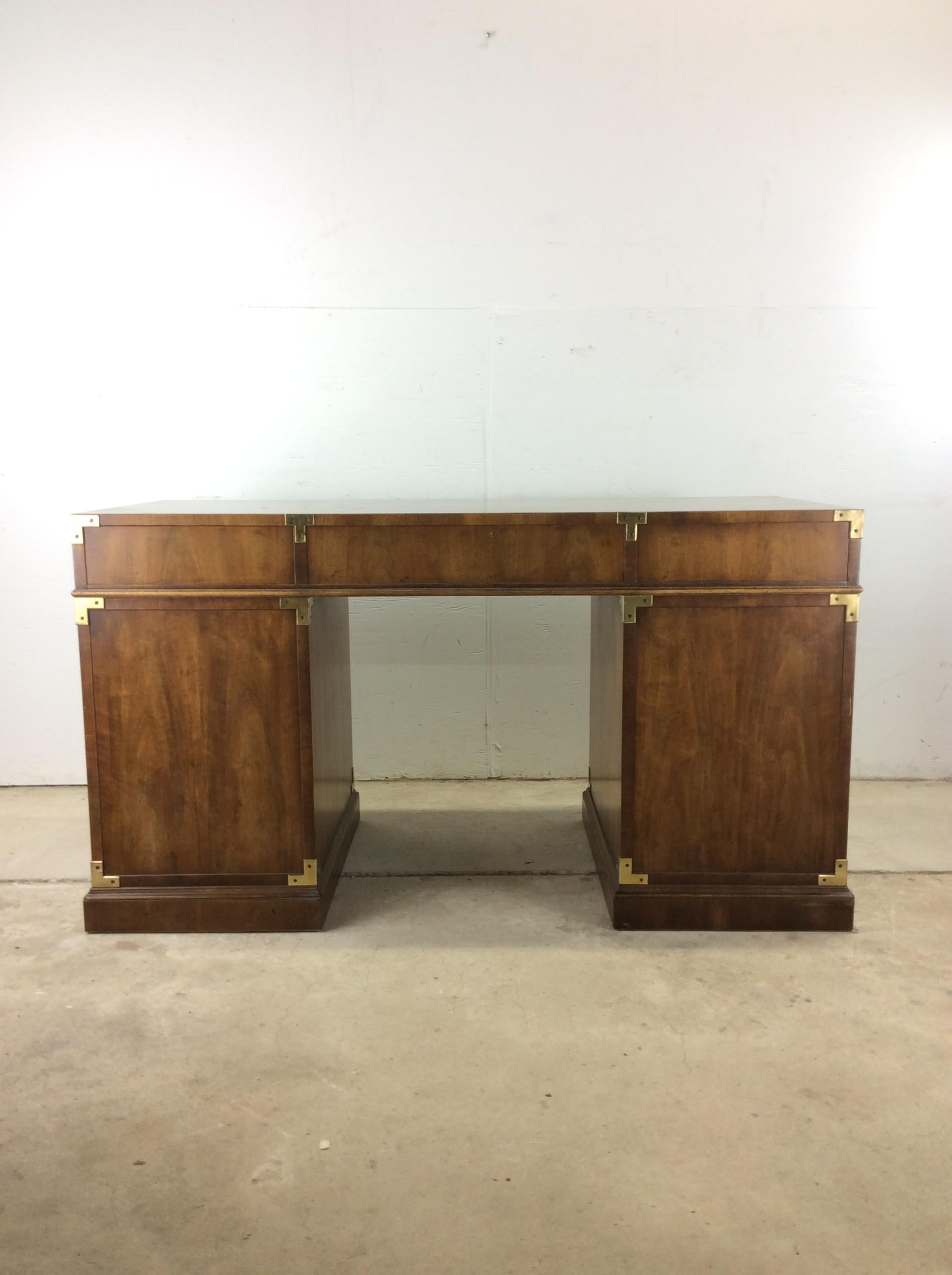 Mid Century Campaign Style Executive Desk by Henredon 7