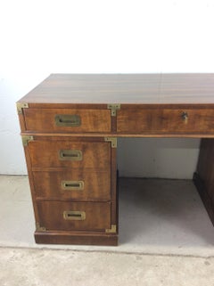 Mid Century Campaign Style Executive Desk by Henredon