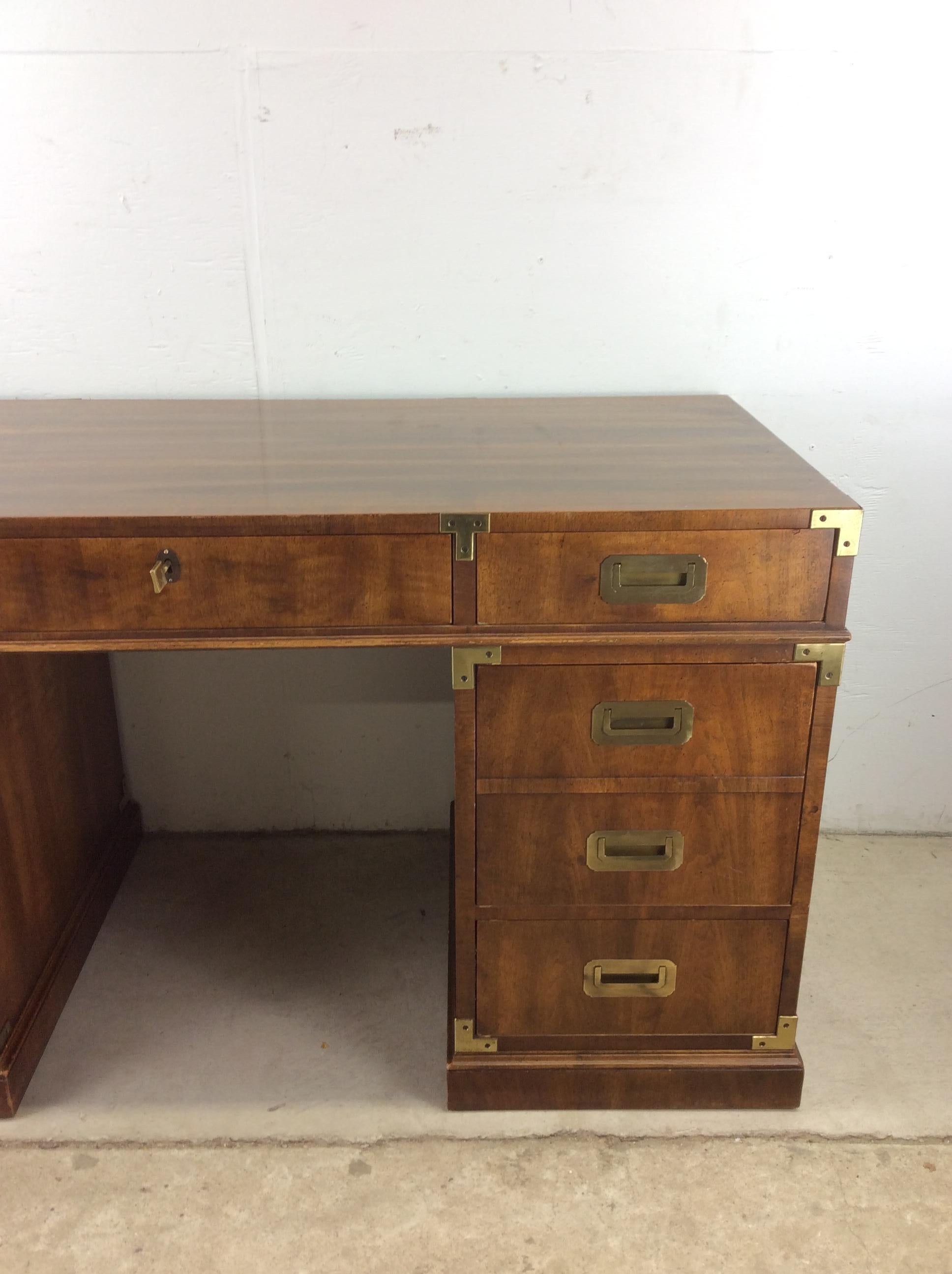 American Mid Century Campaign Style Executive Desk by Henredon