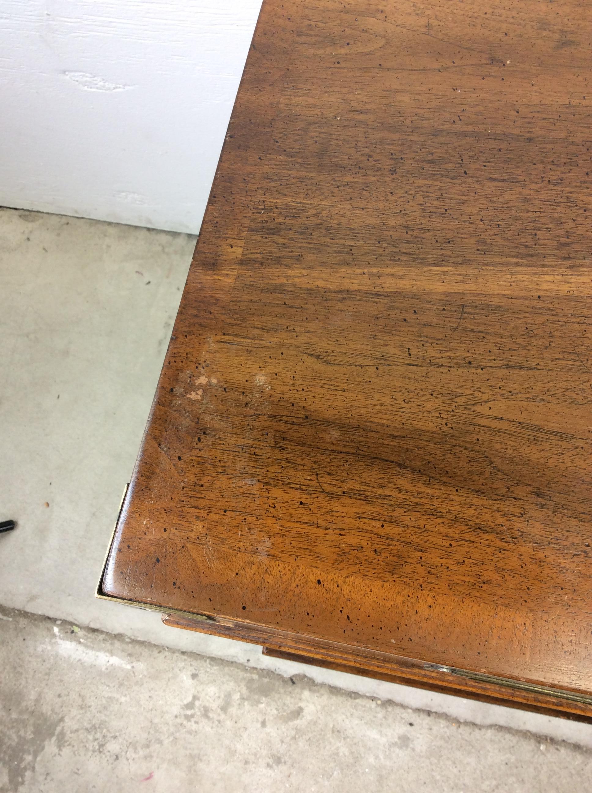 Mid Century Campaign Style Executive Desk by Henredon In Good Condition In Freehold, NJ