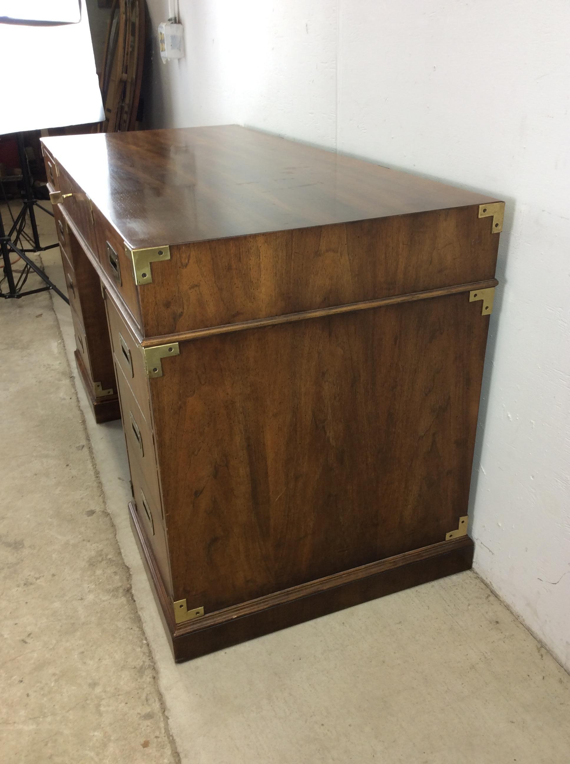 Mid Century Campaign Style Executive Desk by Henredon 2