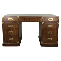 Mid Century Campaign Style Executive Desk by Henredon