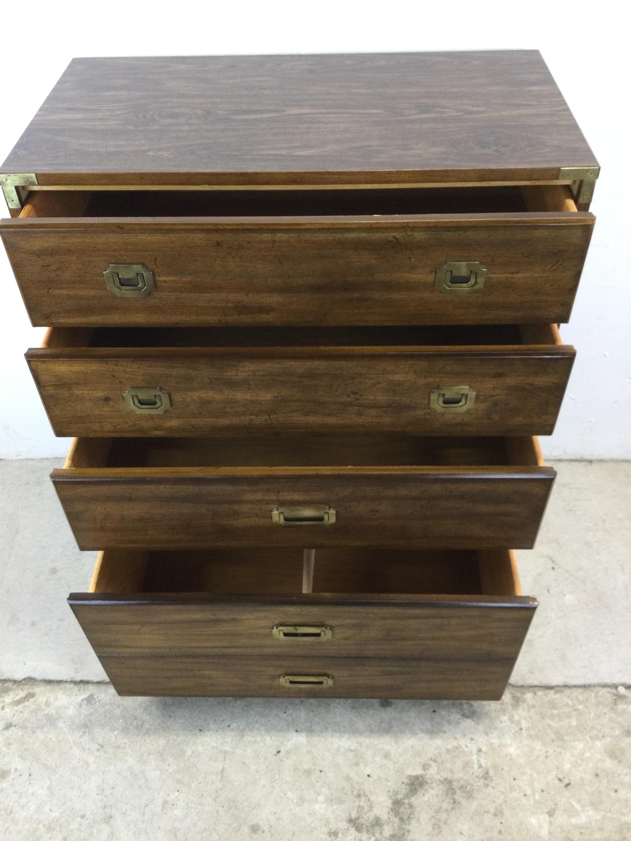 Mid Century Campaign Style Highboy Dresser For Sale 5