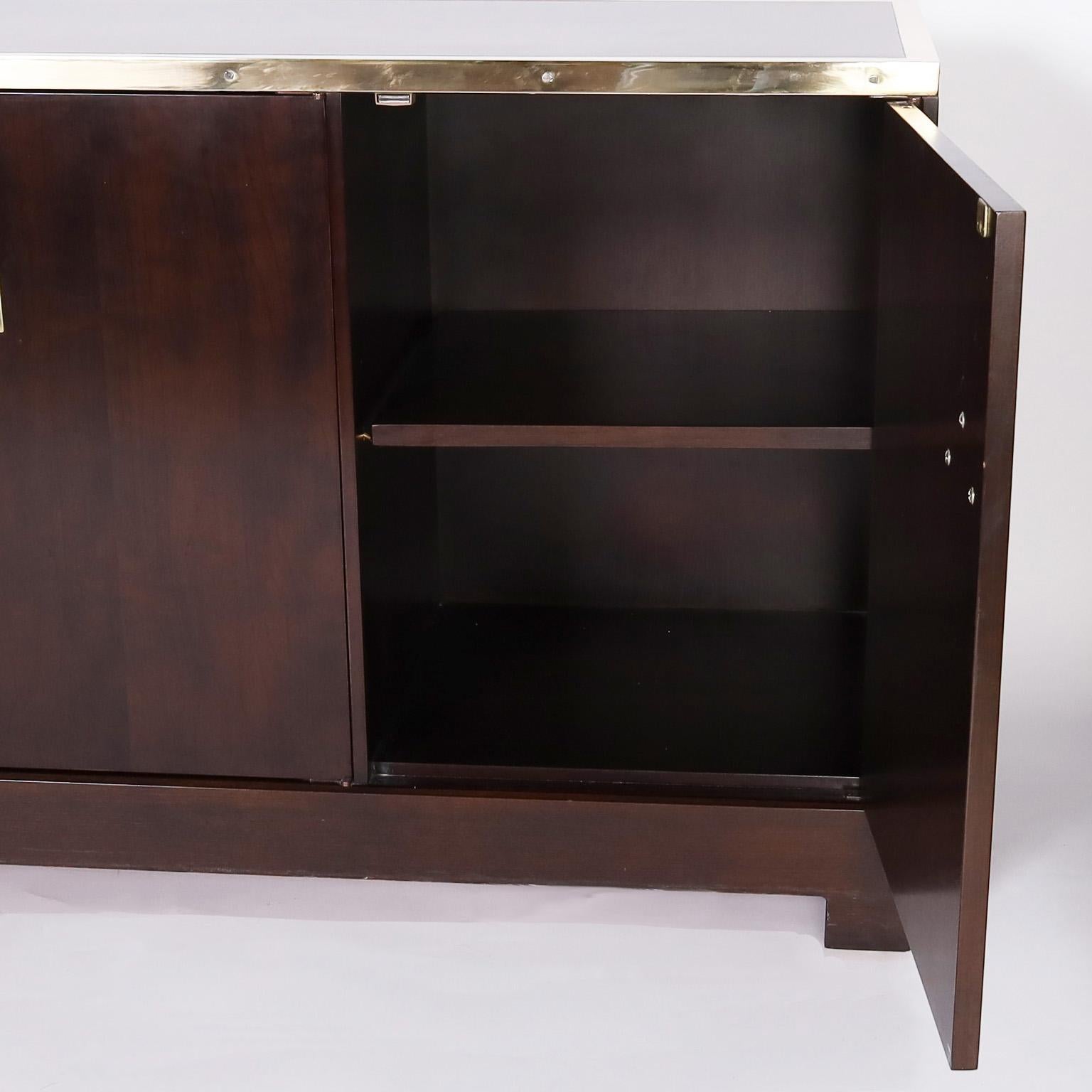 Mid-Century Campaign Style Long Chest or Cabinet For Sale 1