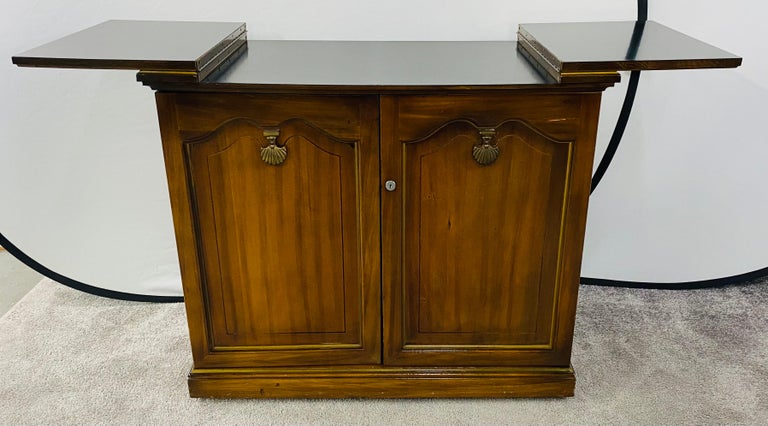 Mid-Century Campaign Style Mahogany Flip Top Dry Bar Cabinet Server or Chest  For Sale 1