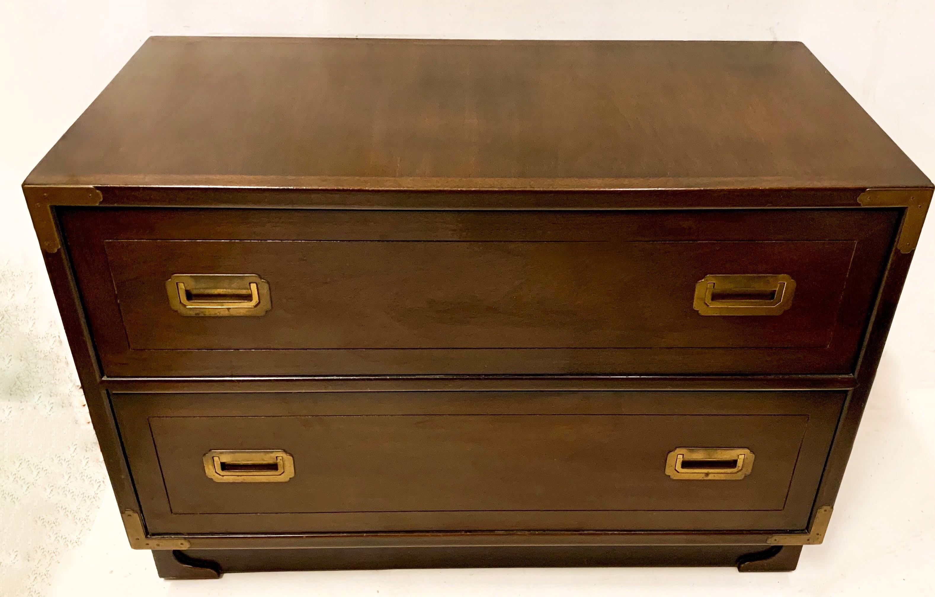 20th Century Mid-Century Campaign Style Modular Mahogany Chests, Pair or Tall Single