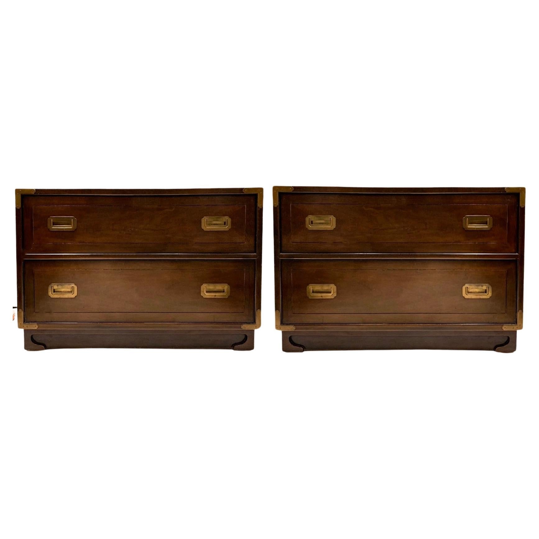 Mid-Century Campaign Style Modular Mahogany Chests, Pair or Tall Single