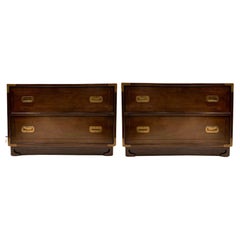 Mid-Century Campaign Style Modular Mahogany Chests, Pair or Tall Single