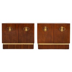 Vintage Mid-Century Campaign Style Walnut End Cabinets, 2