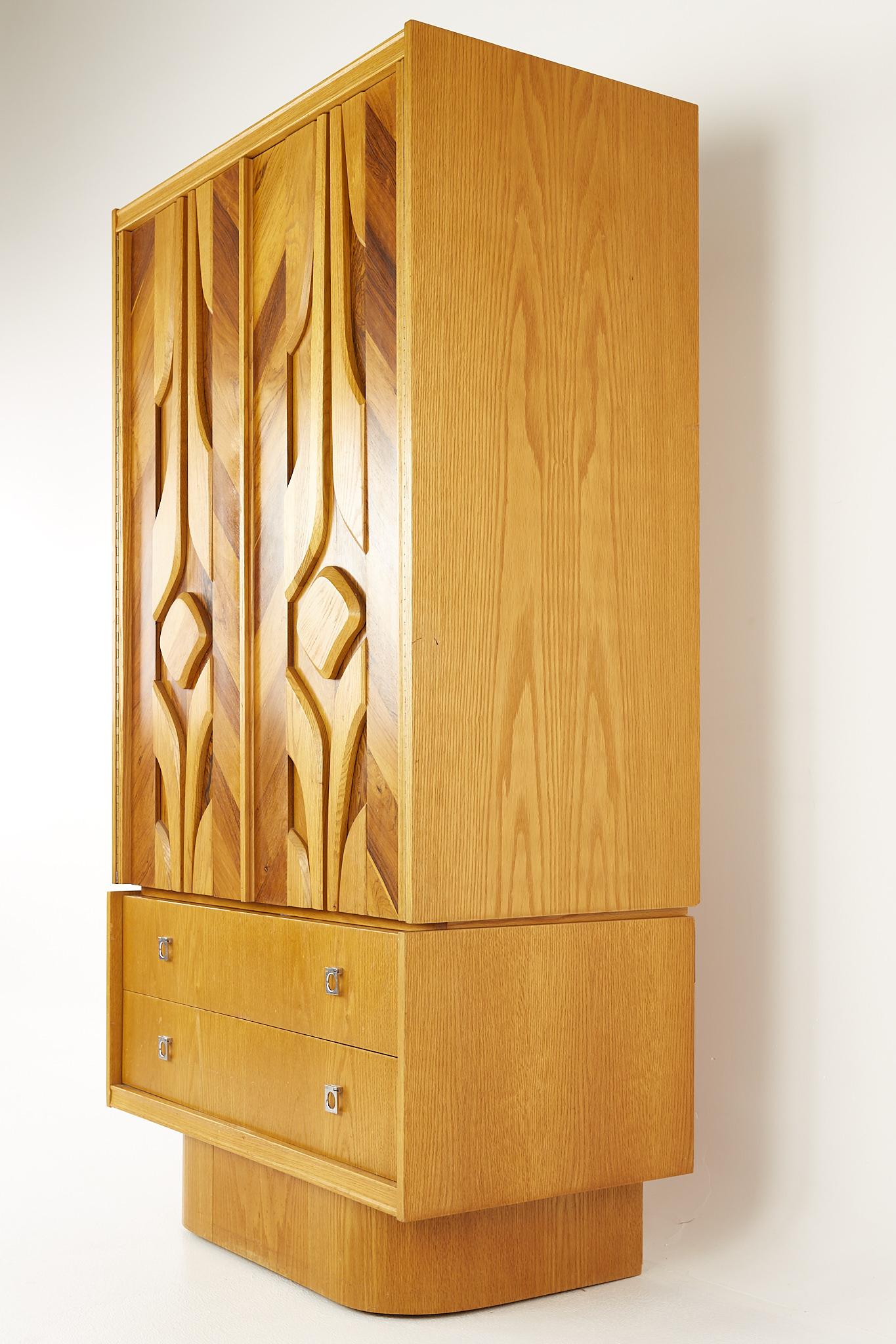 Late 20th Century Mid-Century Canadian Brutalist 2 Piece Armoire