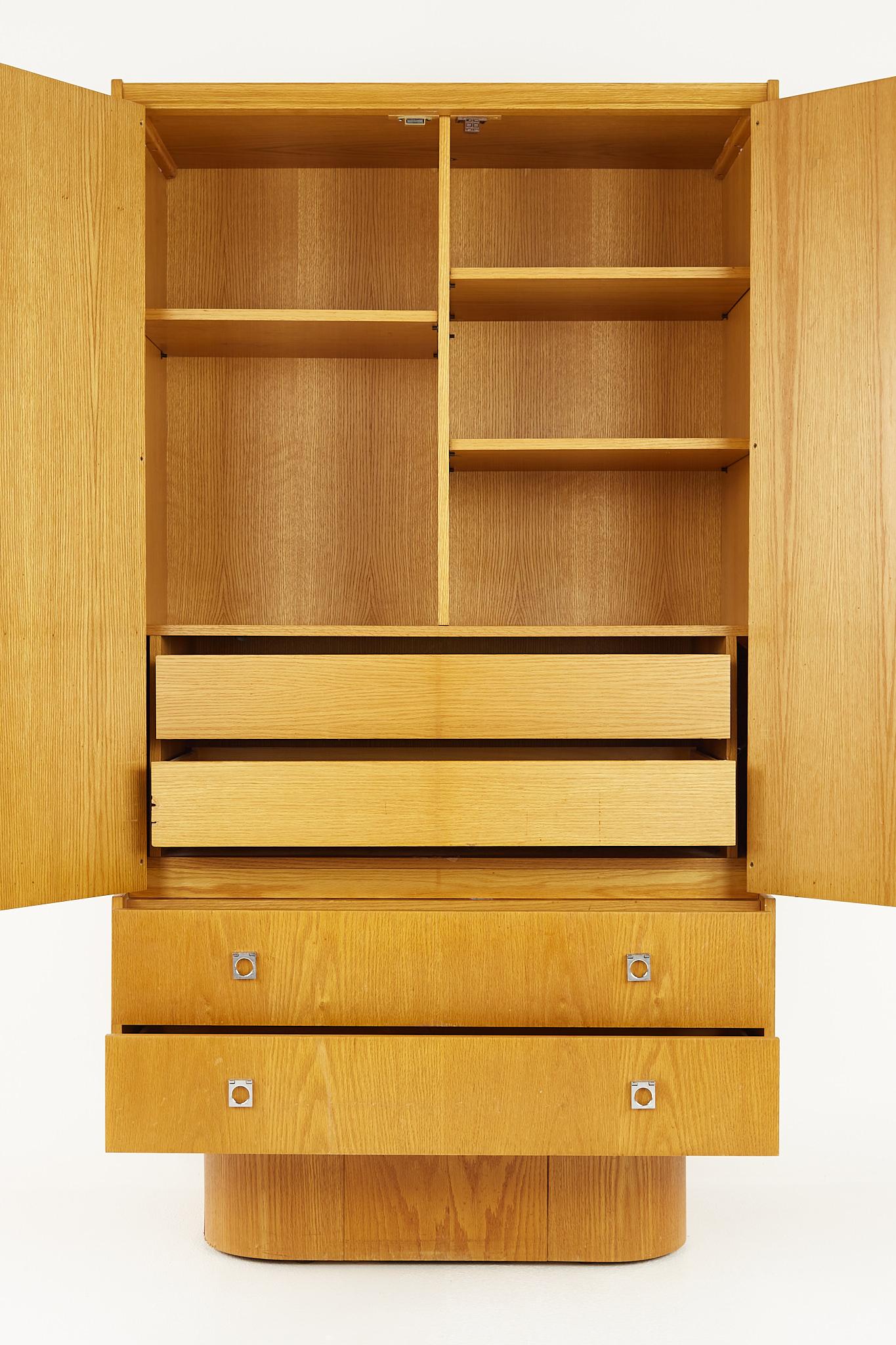 Wood Mid-Century Canadian Brutalist 2 Piece Armoire