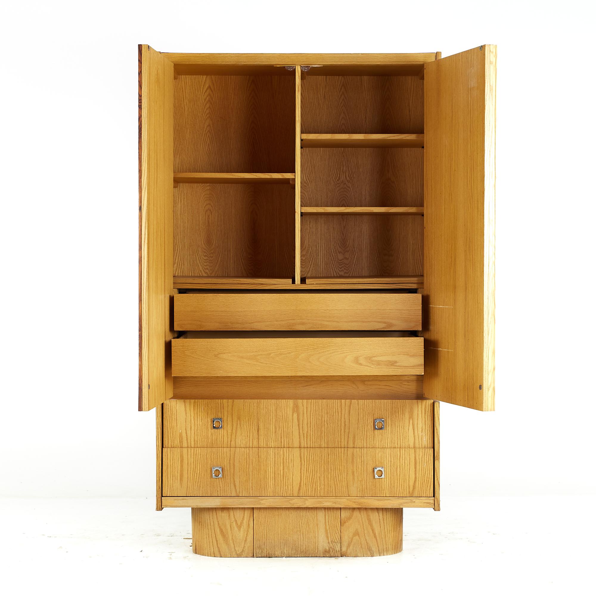 Midcentury Canadian Brutalist Rosewood and Oak Armoire For Sale at 1stDibs