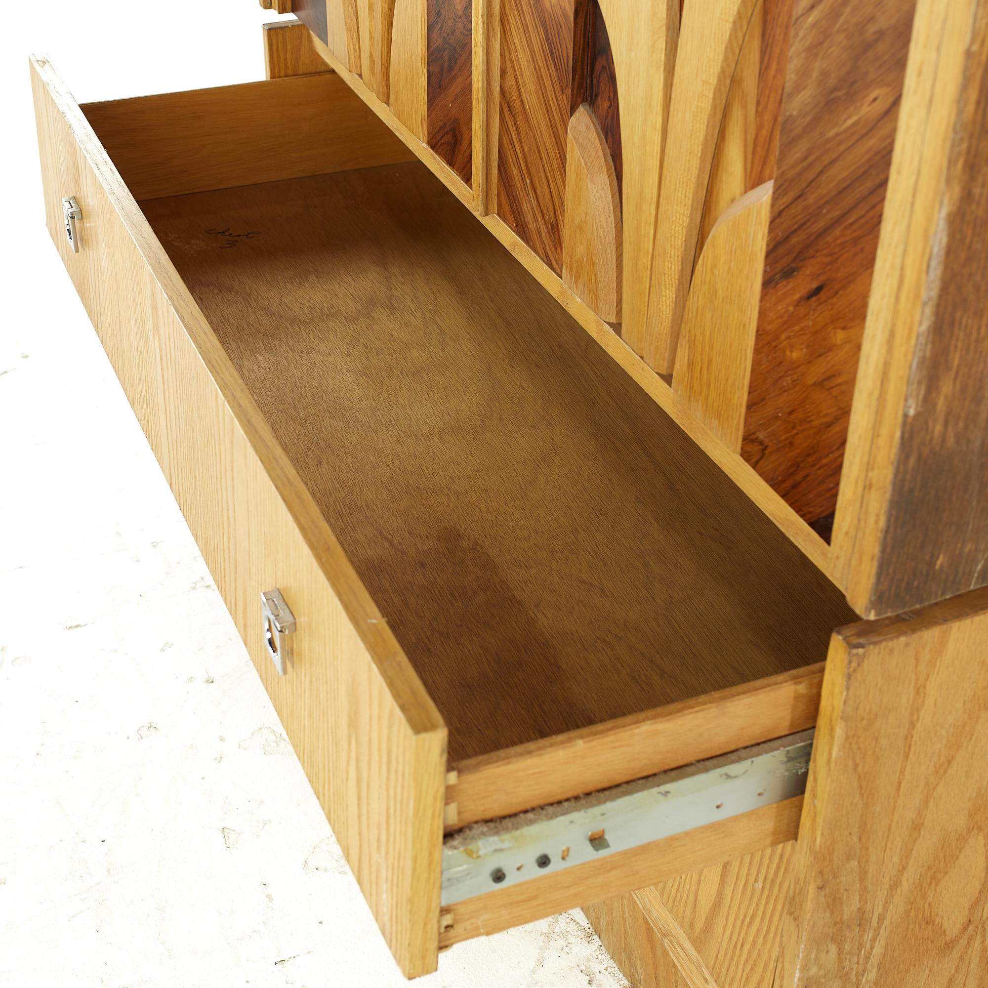 Midcentury Canadian Brutalist Rosewood and Oak Armoire For Sale at 1stDibs