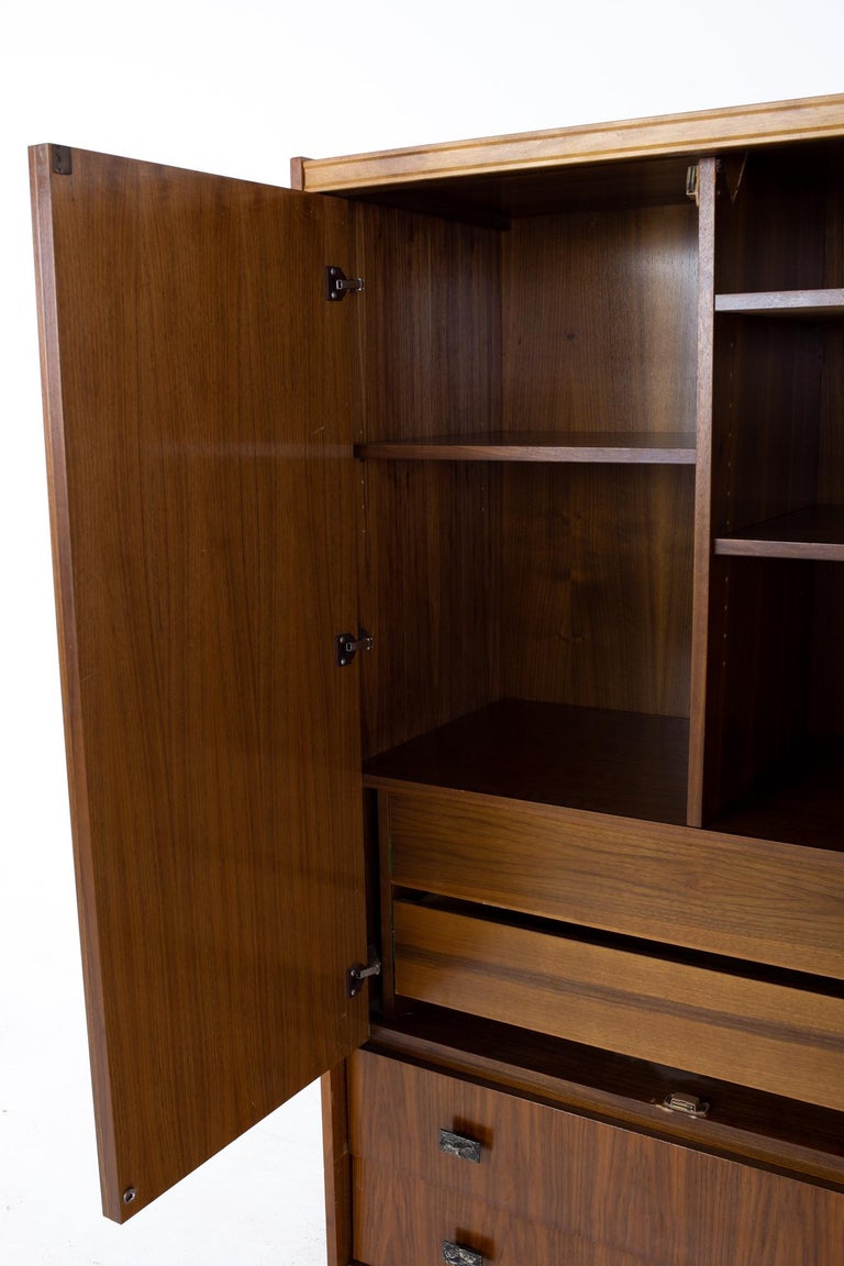 Mid Century Canadian Brutalist Walnut Armoire Highboy Dresser at 1stDibs