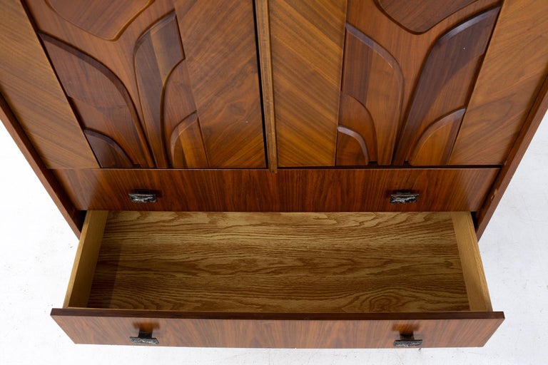 Mid Century Canadian Brutalist Walnut Armoire Highboy Dresser at 1stDibs