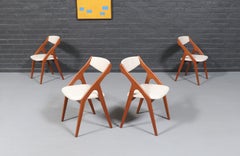 Mid-Century Canadian Modern Sculpted Teak & Tweed Dining Chairs