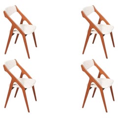 Mid-Century Canadian Modern Sculpted Teak & Tweed Dining Chairs