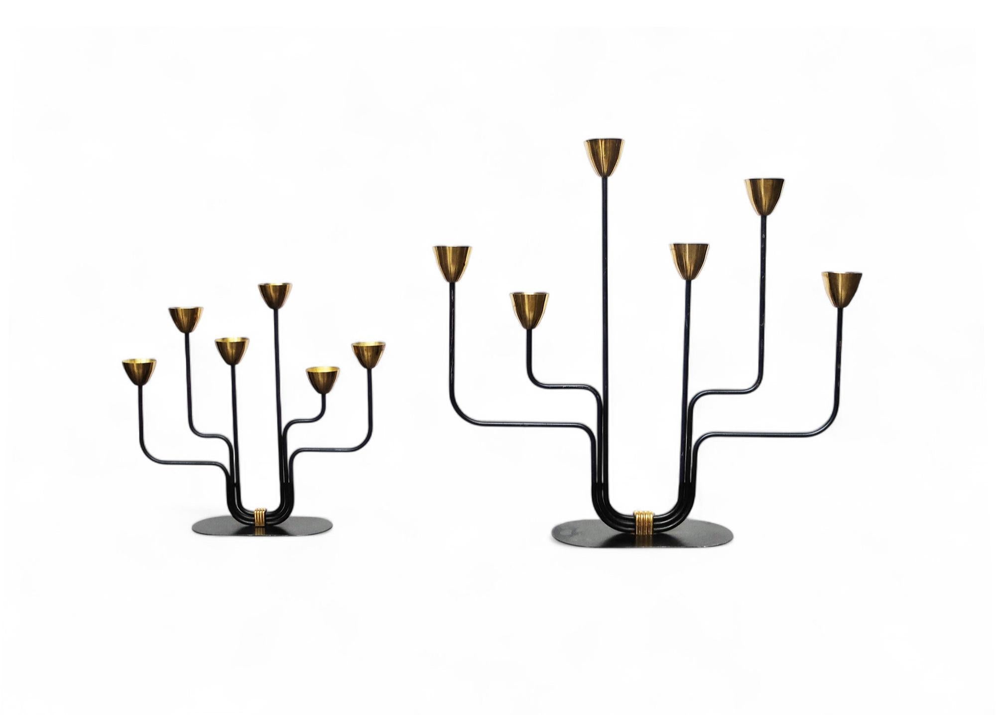 Candelabro di metà secolo in ottone e metallo Gunnar Ander Ystad-Metall Svezia in vendita 5