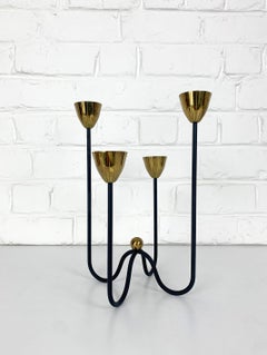 Mid-Century Modern Candelabra in Black & Brass Ystad Metall, Sweden, 1960s
