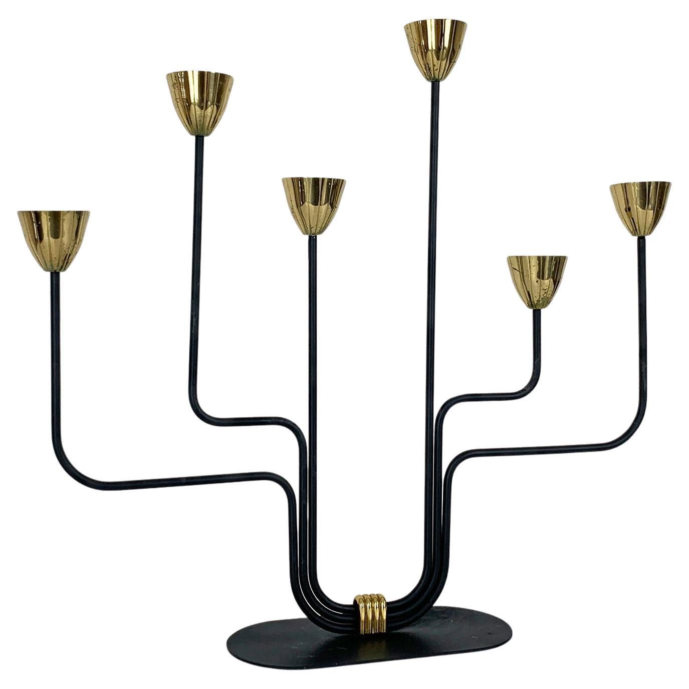 Mid-Century Candelabra in Brass & Metal Gunnar Ander Ystad Metall Sweden