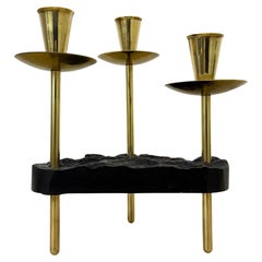 Bougeoir en laiton et lucite, 1970
